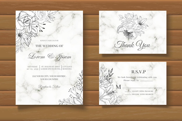 Vintage floral wedding invitation card template