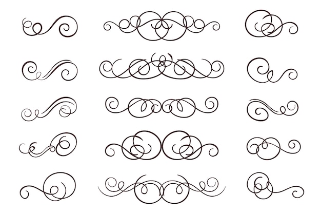 Vintage flourish swirl calligraphic  set