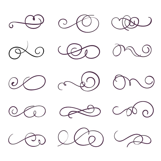 Vintage flourish swirl calligraphic  set.