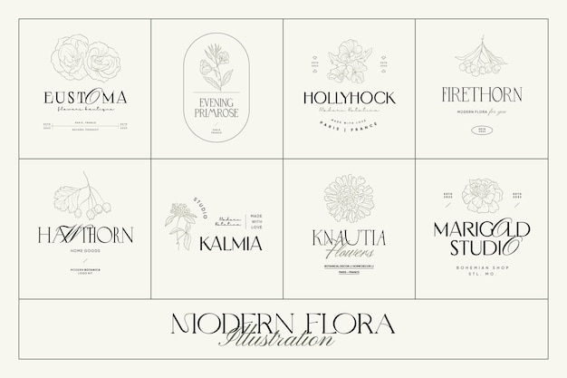 Vintage Flower logo template illustration for branding