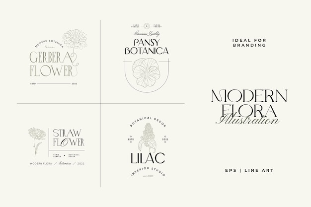 Vintage Flower logo template illustration for branding