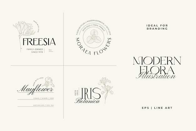 Vintage Flower logo template illustration for branding