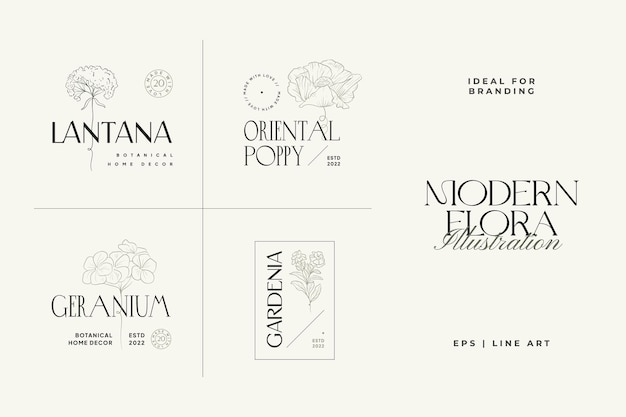 Vintage Flower logo template illustration for branding