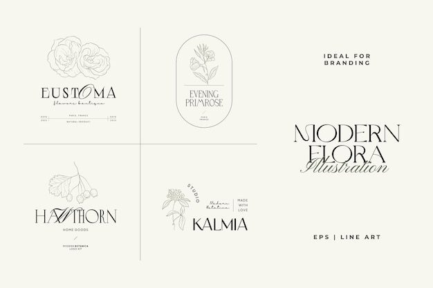 Vintage Flower logo template illustration for branding