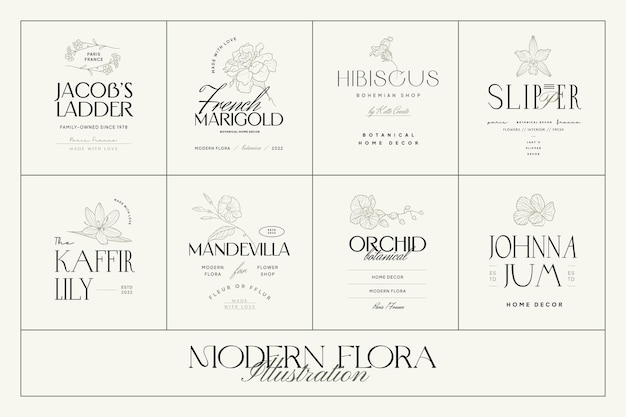 Vintage Flower logo template illustration for branding