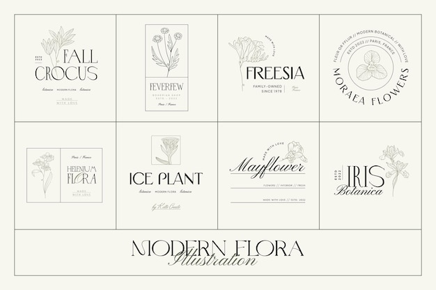 Vintage Flower logo template illustration for branding