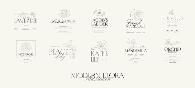 Vintage Flower logo template illustration for branding