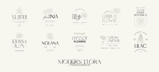 Vintage Flower logo template illustration for branding