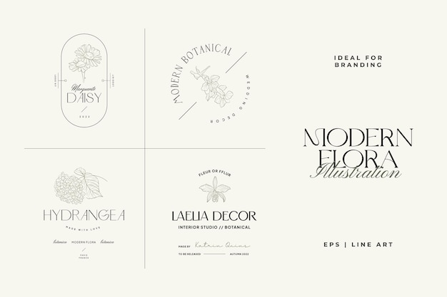 Vintage Flower logo template illustration for branding