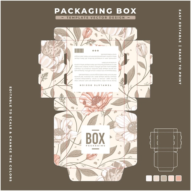 Vector vintage flower packaging template design 16