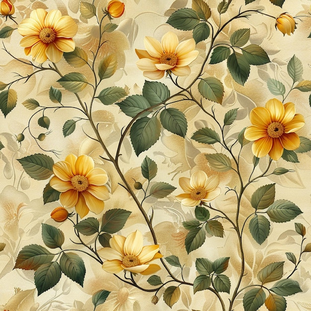 Vintage flower patterned background beige design having EPS file