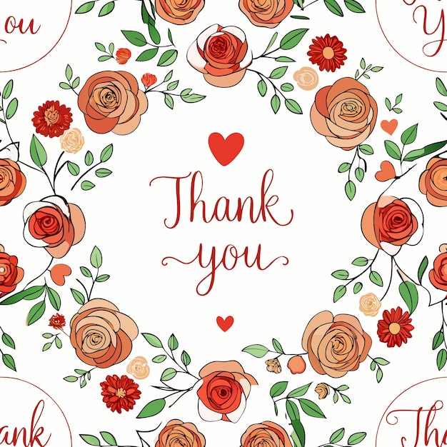 Vector vintage flower thank you background