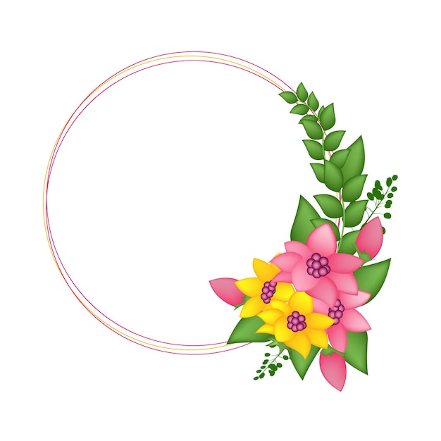 Vintage flower with circular frame vector illustration