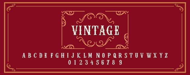 Vintage Font upper case and numbers for logo and packaging design short phrases or headlines