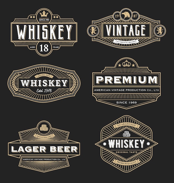 Vector vintage frame design for labels banner logo emblem menu sticker and other design