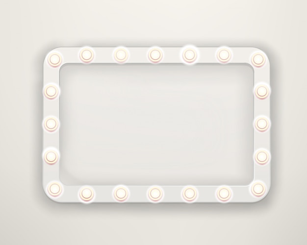 Vintage frame with bright lightbulbs. Bright retro frame template for a text