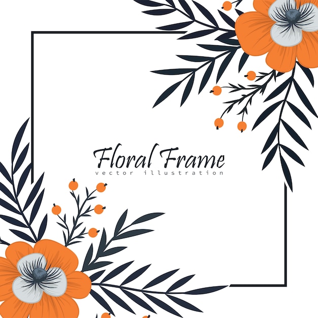 Vintage frame with flowers