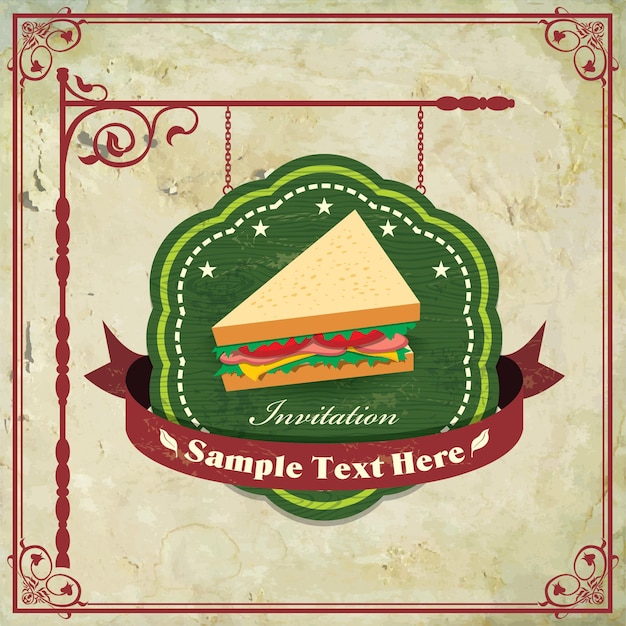 Vector vintage frame with sandwich template