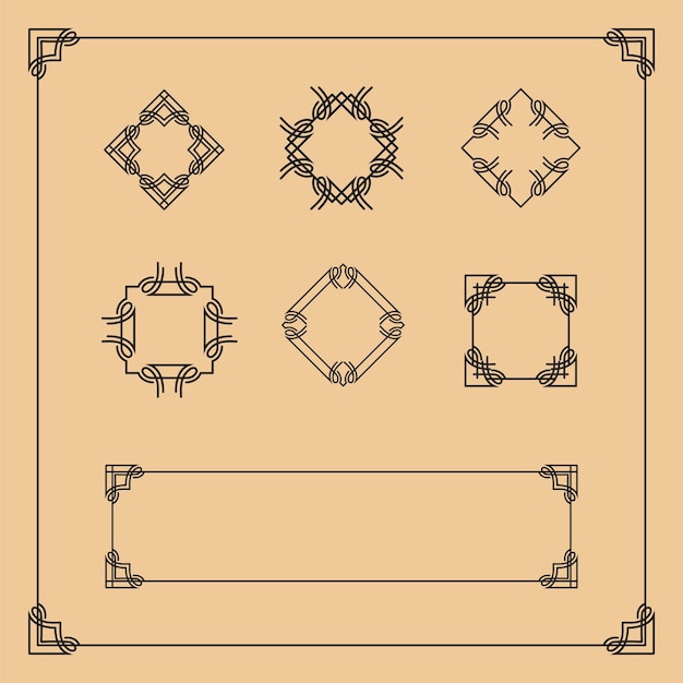 Vintage frames borders and elements vector set