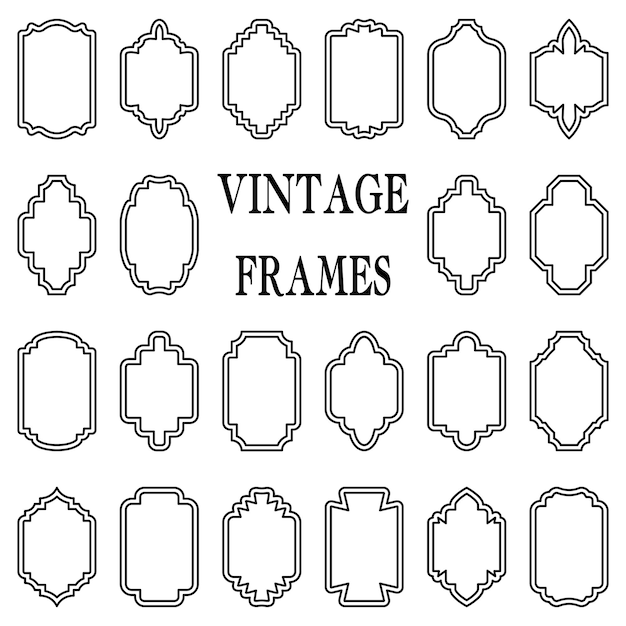 Vintage frames Vintage frame set Linear border