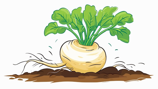 Vintage Freehand Cartoon Turnip Illustration for Stock Vector Artwork