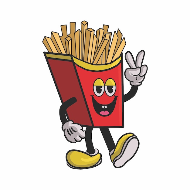 Vintage French Fries Cartoon Character 9039s Premium Vector