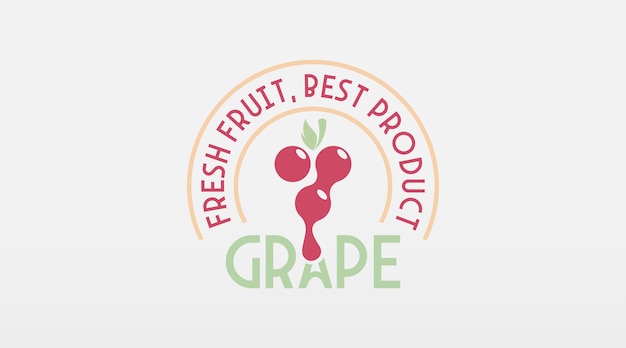 Vintage Fruit Logo Template for Grape Logo Vector. Retro Style Fruit Logo