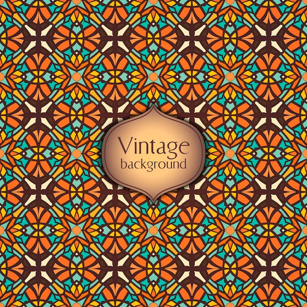 Vintage geometric floral seamless pattern background.