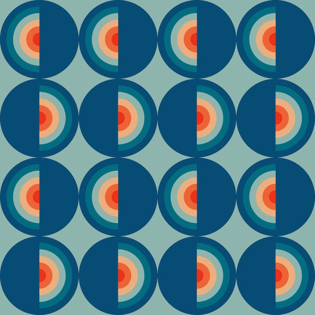 Vintage geometric pattern with circles in the style of the 70s and 60s