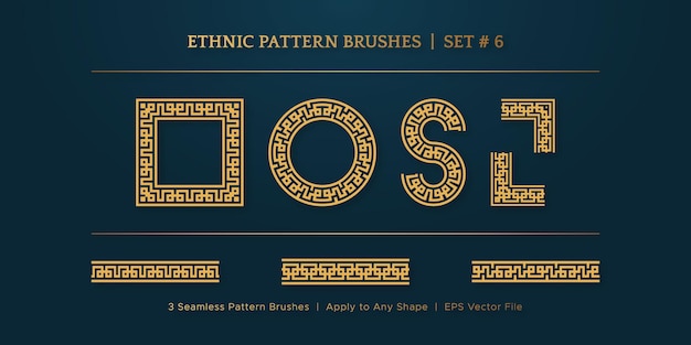 Vintage Golden Geometric Borders Frames, Traditional Ethnic Vector Border Frame Collection