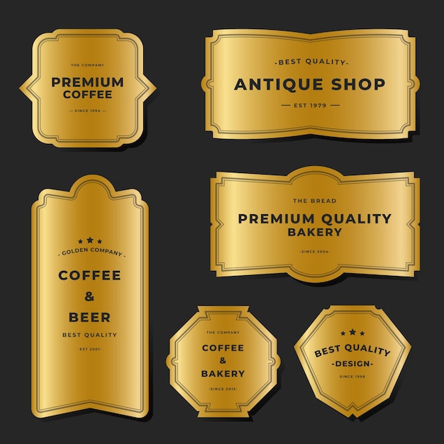 Vintage Golden Metallic Labels Collection