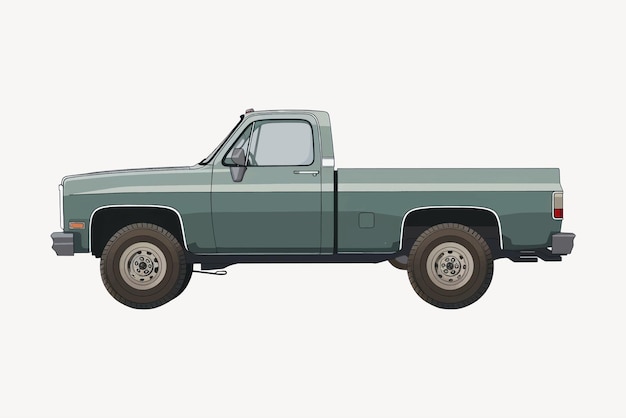 Vector vintage green pickup truck illustration