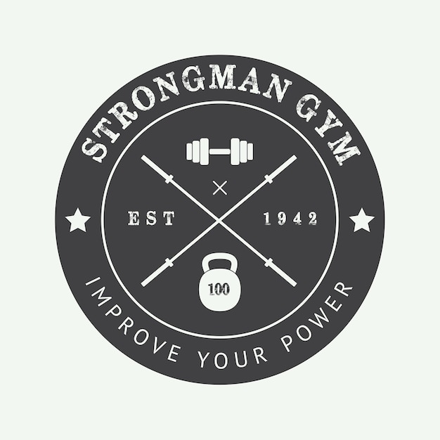 Vintage gym logo badge or emblem Vector illustration