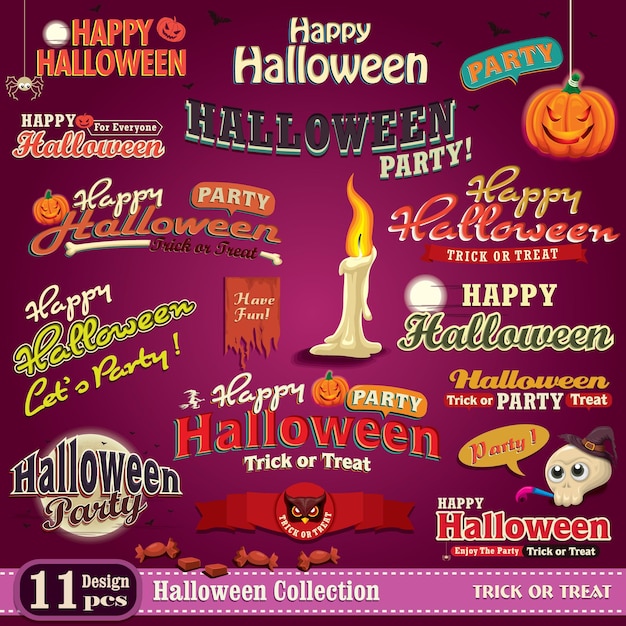 Vintage Halloween poster design set