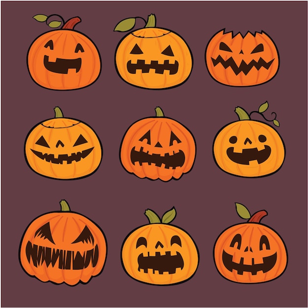 Vintage Halloween poster design with vector pumpkin jack o lantern character