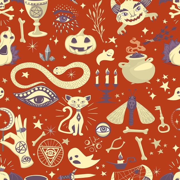 Vintage halloween seamless pattern