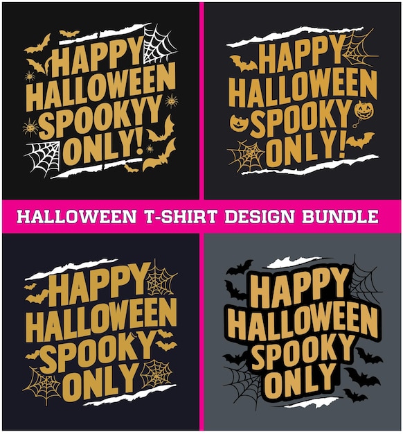 Vector vintage halloween tshirt design bundle