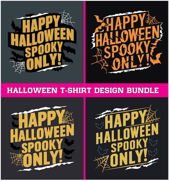 Vector vintage halloween tshirt design bundle