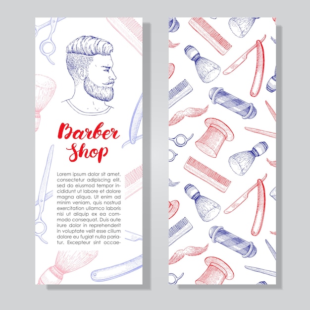 vintage hand drawn Barber Shop business flyer