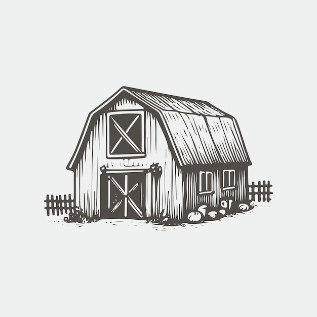 Vector vintage hand drawn barn sketch