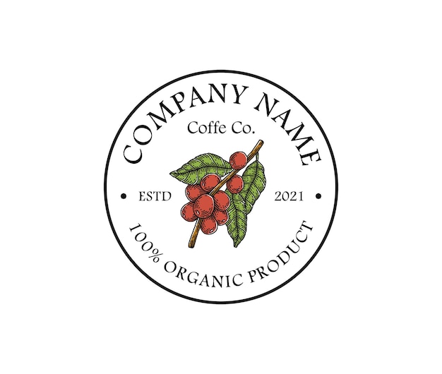 Vintage Hand drawn coffe bean logo template