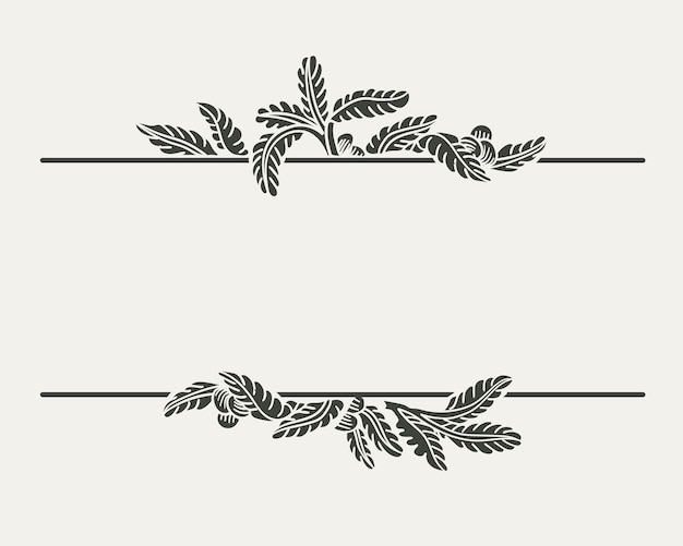 Vintage hand drawn flora ornament frame template