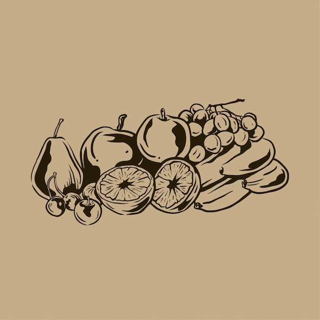 Vintage hand drawn fruit collection