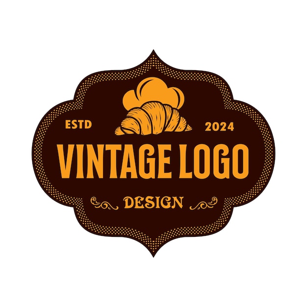 Vintage Hand drawn retro bakery shop logo design