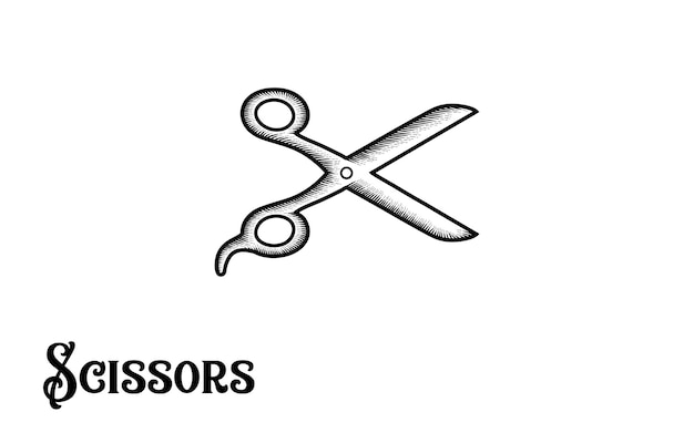 vintage hand drawn scissors