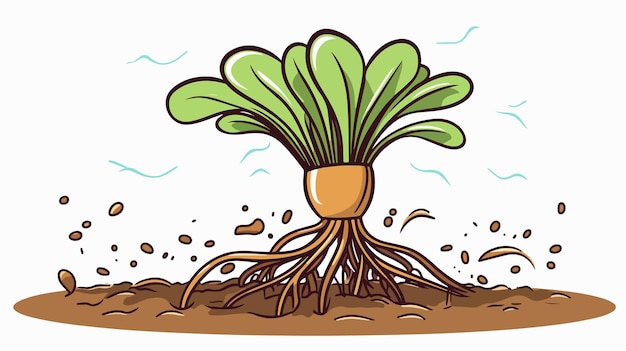 Vintage HandDrawn Cartoon Sprouting Seed Vector Illustration