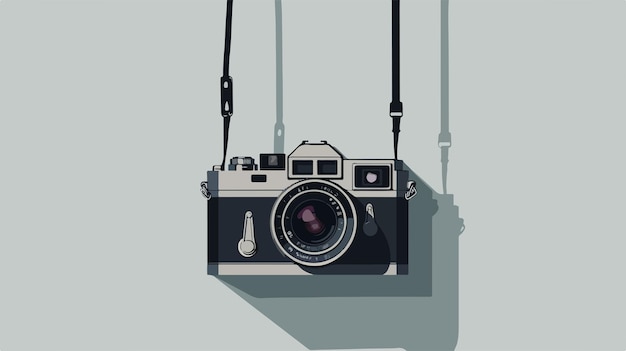 Vintage Hanging Camera Flat Vector Illustration