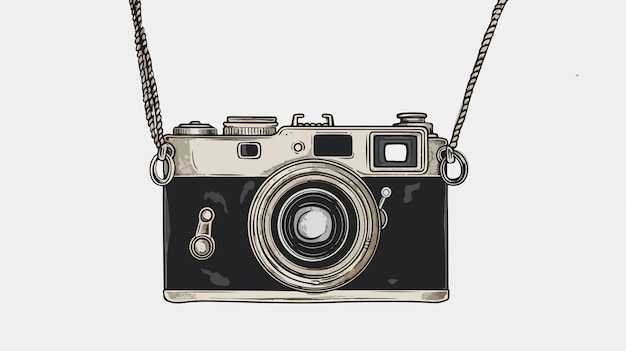 Vintage Hanging Camera on White Background