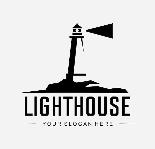 Vintage harbour lighthouse logo Design silhouette Retro Hipster