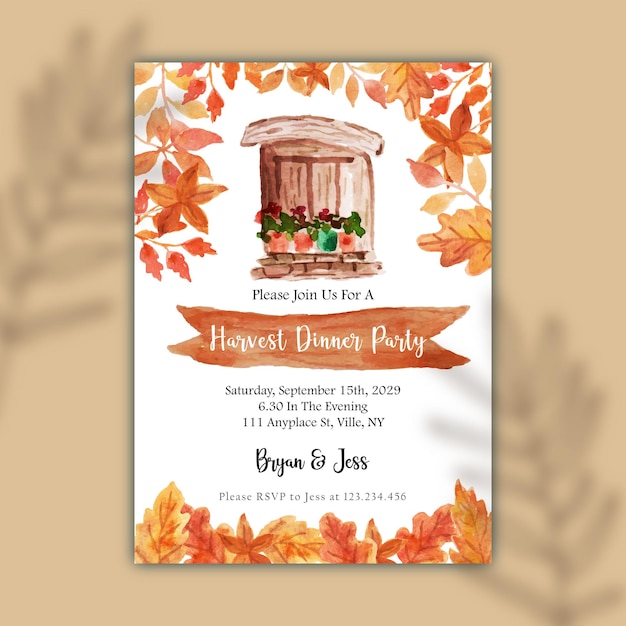 A Vintage Harvest Dinner Party Invitation Template Design